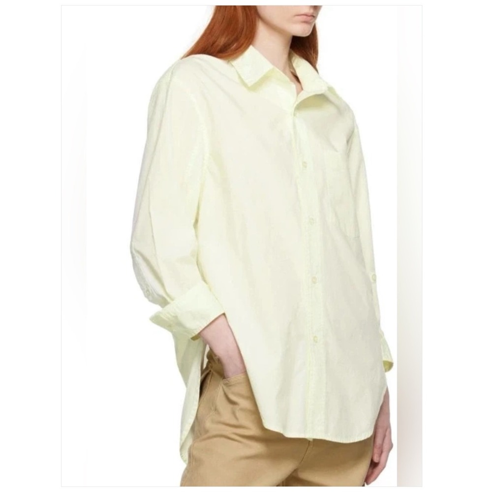 Citizens of Humanity Kayla Button Down Shirt Oxford Yellow 100% Cotton Minimal
